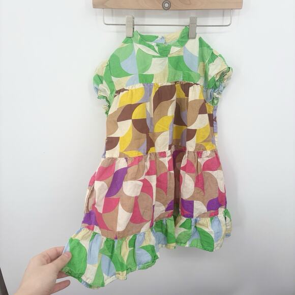 Oeuf Dress Girls 6-7 Years Cotton Linen Freesia Party Colorful Luxury Retro Tier - Picture 1 of 8